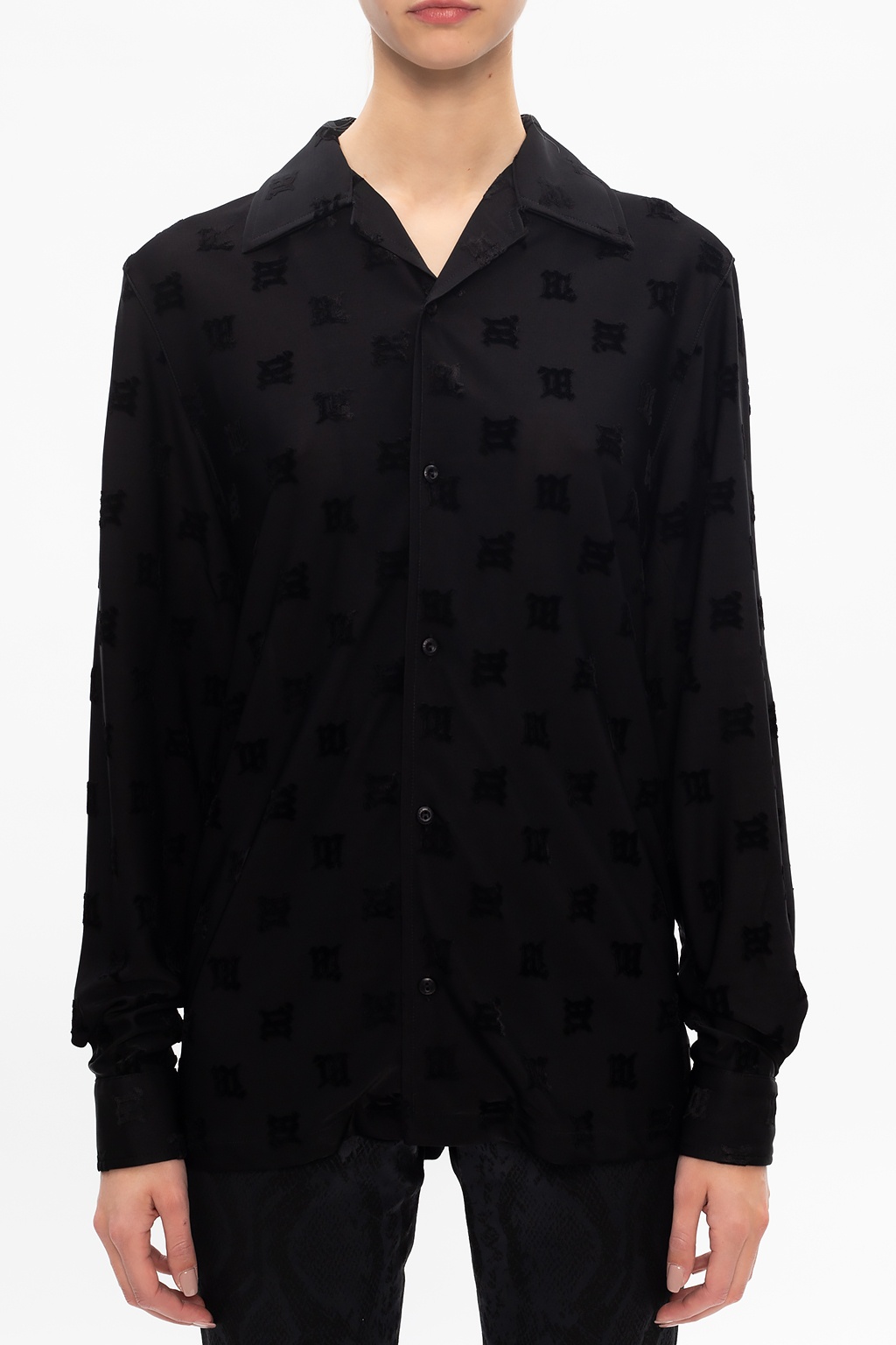 Black 'Velour Monogram' velvet shirt MISBHV - Vitkac Australia
